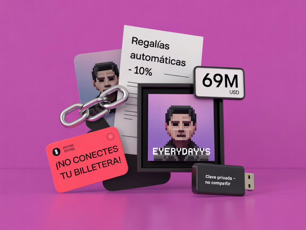 cripto nfts beeple cryptopunks estafas phishing regalias clave privada