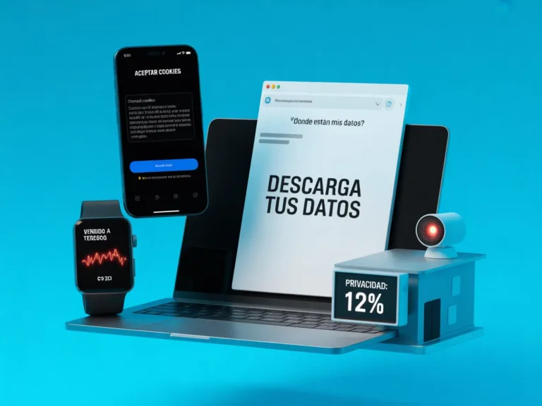Tecnología y privacidad digital relacionada con cookies y vigilancia.
