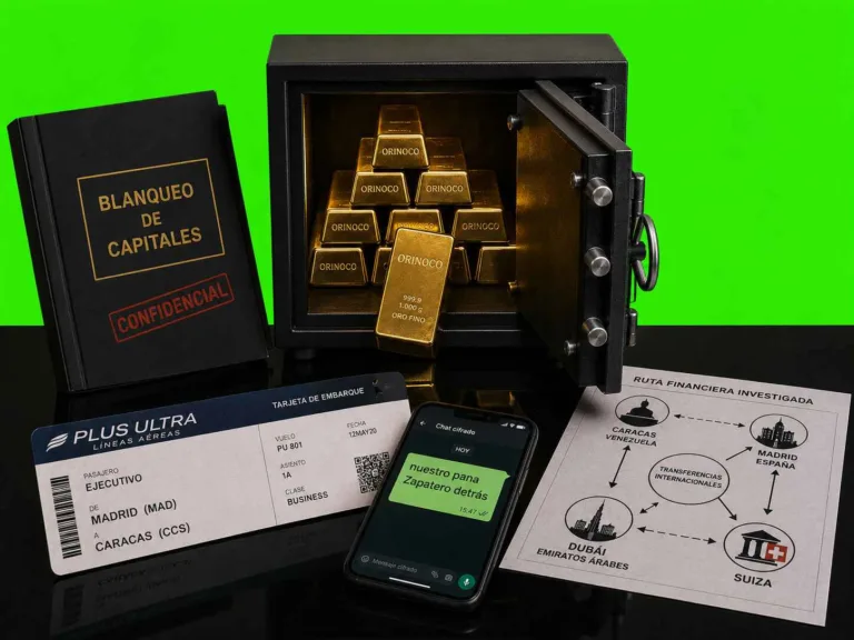 Caja fuerte con lingotes de oro y documentos judiciales vinculados a la investigación sobre la imputación de Zapatero y su mina de oro