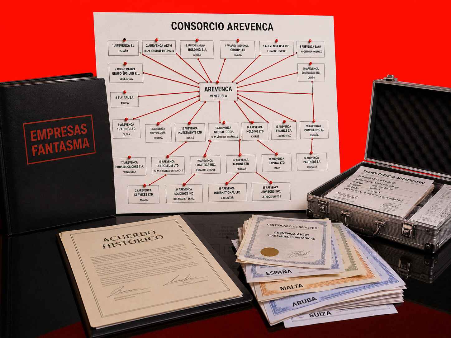 Organigrama corporativo y documentos offshore vinculados a Francisco Javier González Álvarez y sus 26 empresas.