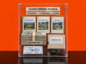 Liliana Estrada Valencia y las tres fincas vinculadas a un pacto de 3 millones de dólares.