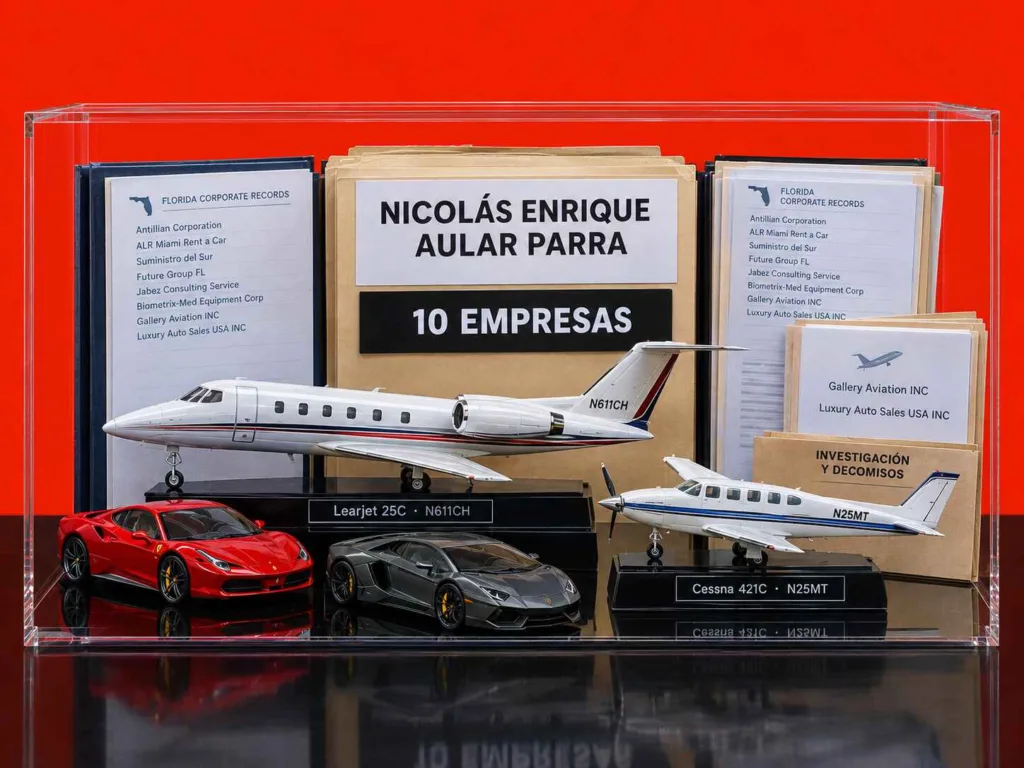 Nicolas Enrique Aular Parra y la red de 10 empresas y aeronaves vinculadas al caso en Florida.